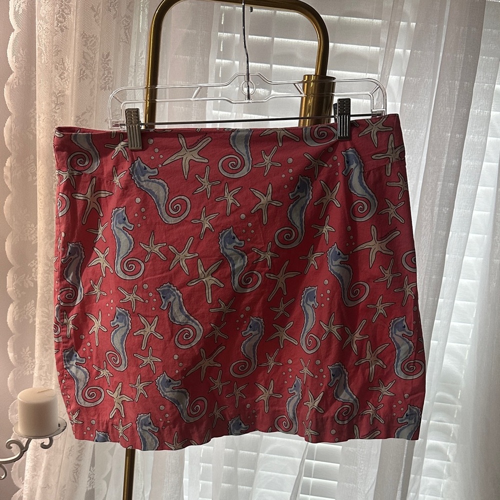 Vineyard Vines Red Mini Skirt with Seahorse and Starfish